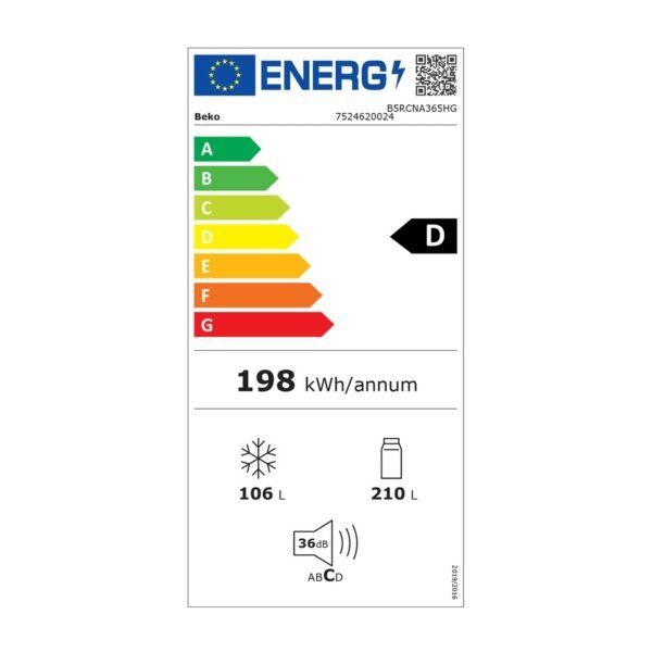 BEKO B5RCNA365HG FRIGORIFERO COMBINATO8